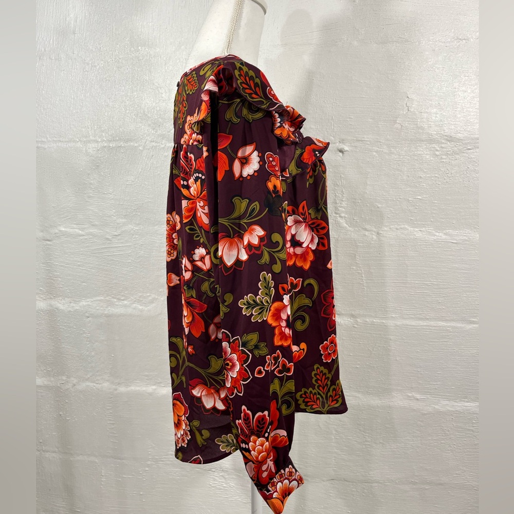 LOFT FLORAL PULLOVER TOP WITH RUFFLE DETAIL (a239) - Picture 8 of 14